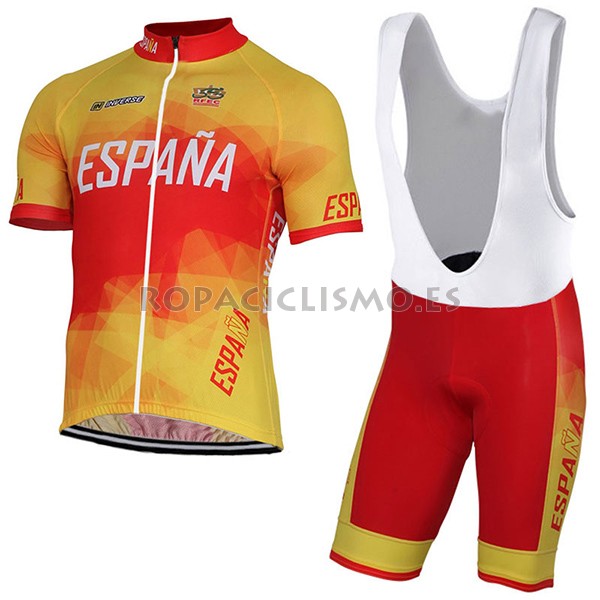 2017 Maillot Espana tirantes mangas cortas amarillo y rojo